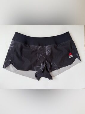 Reebok Black and Gray Athletic Training Shorts with Red Logo